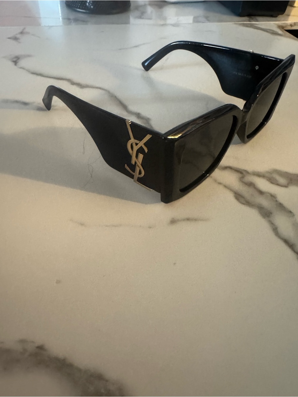 Yves Saint Laurent Black Sunglasses with Gold YSL Logo